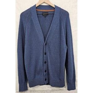 Bonobos Mens Cardigan Sweater V-Neck Slim Cotton Blue Grandpa College Prep Large